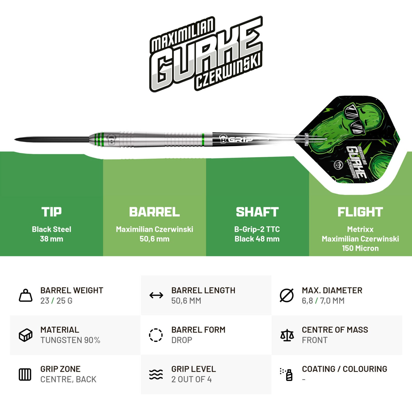 BULL'S Max "Gurke" Czerwinski Steel Dart 90%-3