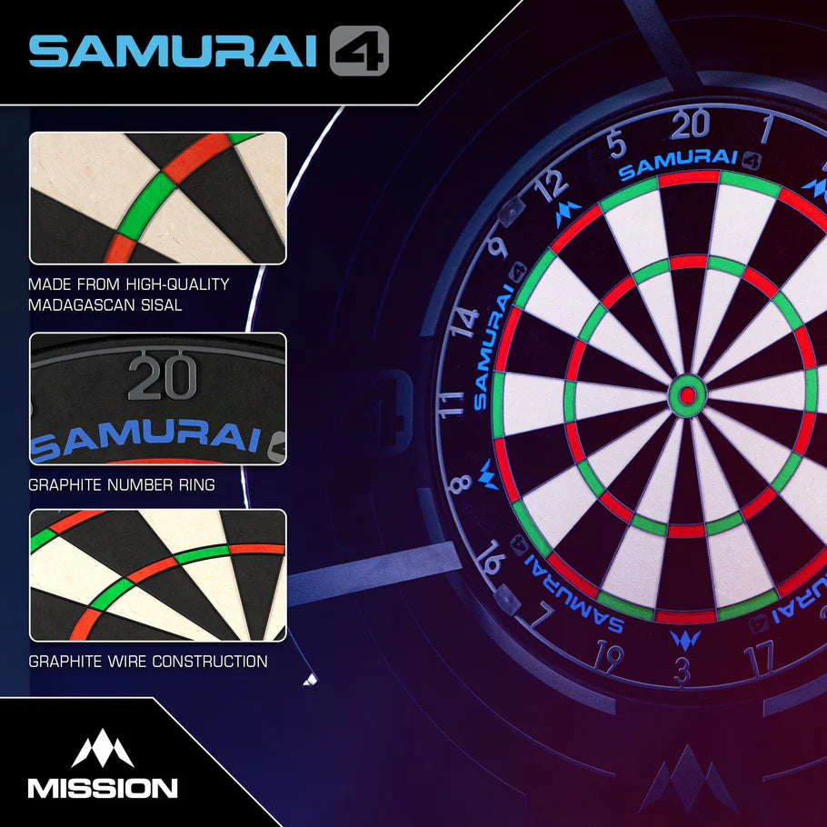 MISSION SAMURAI 4 DARTBOARD GRAPHITE GREY-4