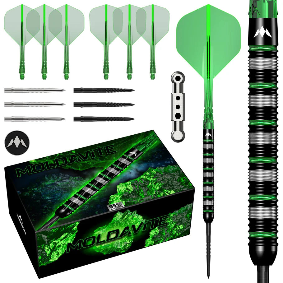 MISSION MOLDAVITE DARTS STEEL TIP - 95% TUNGSTEN - BLACK & GREEN