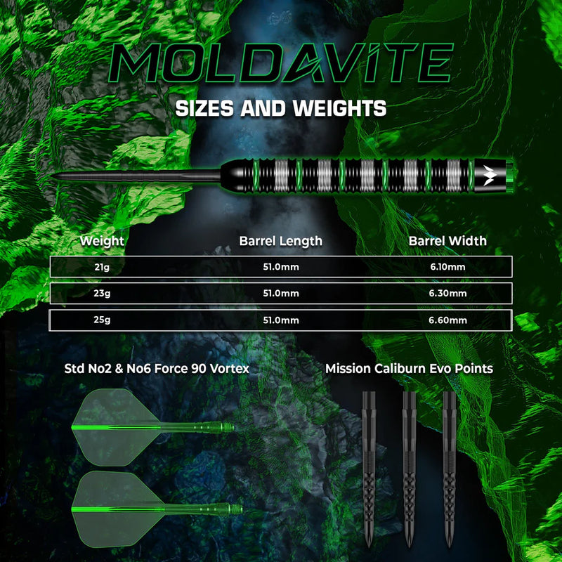 MISSION MOLDAVITE DARTS STEEL TIP - 95% TUNGSTEN - BLACK & GREEN-5