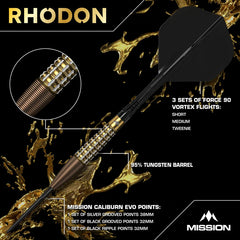 MISSION RHODON DARTS STEEL TIP - 95% TUNGSTEN - BRONZE & GOLD PVD-3