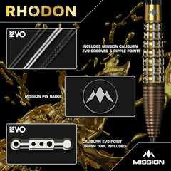 MISSION RHODON DARTS STEEL TIP - 95% TUNGSTEN - BRONZE & GOLD PVD-6