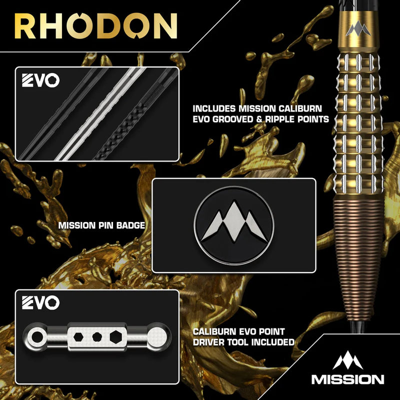 MISSION RHODON DARTS STEEL TIP - 95% TUNGSTEN - BRONZE & GOLD PVD-6