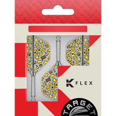 Target Japan K-Flex Mayo No.2 Flight Shaft System – Transparente Flight-Shaft-Systeme mit gelben Mayo-Motiven in der Verpackung