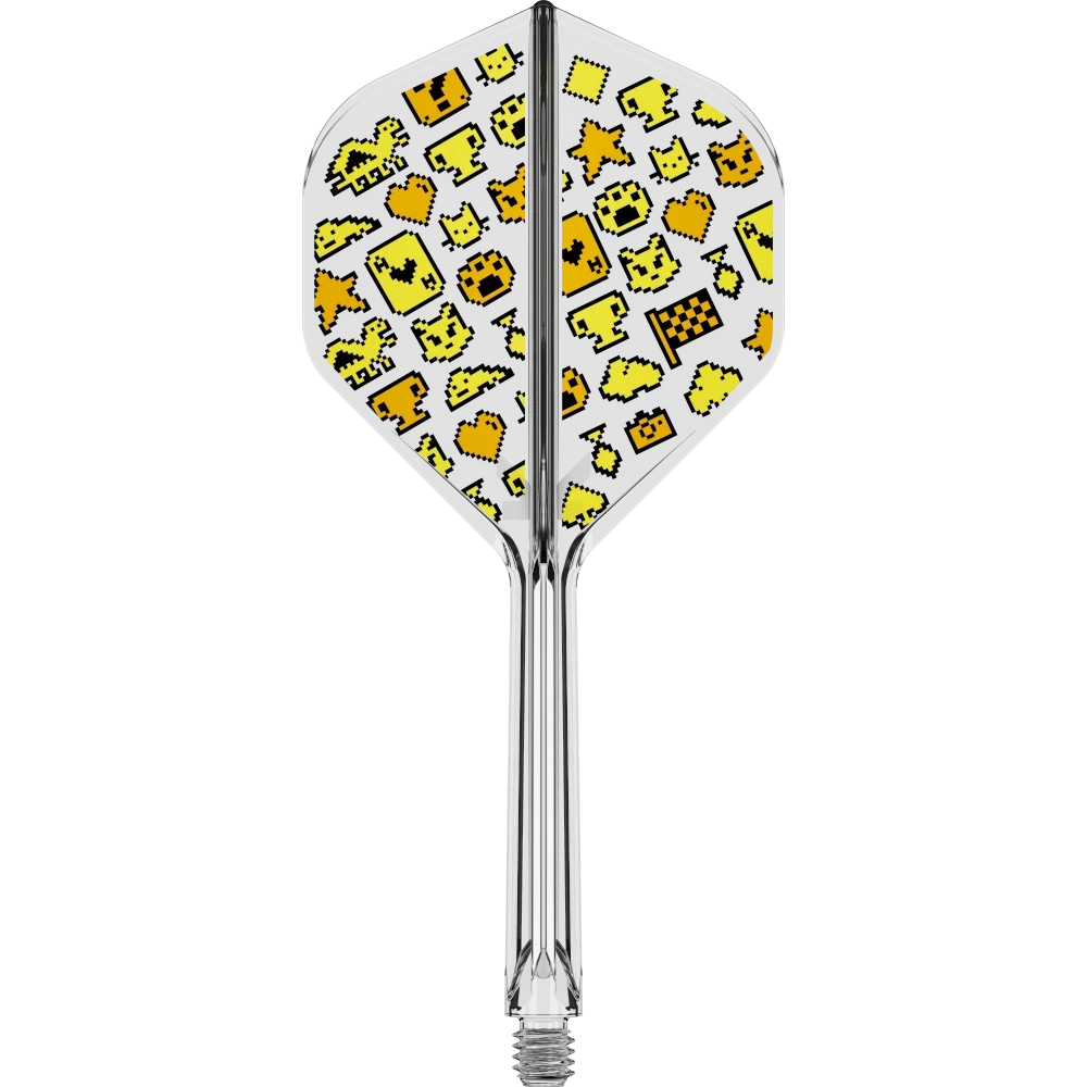 Target Japan K-Flex Mayo No.2 Flight Shaft System – Ein transparentes Flight-Shaft-System in Medium mit gelben Mayo-Motiven