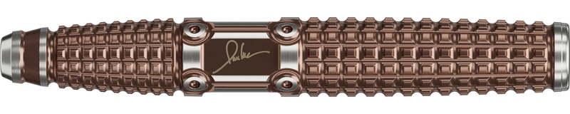 Target Japan Paul Lim G10 Steeldart 90% – Nahaufnahme des kupferfarbenen Barrels mit Paul-Lim-Signatur