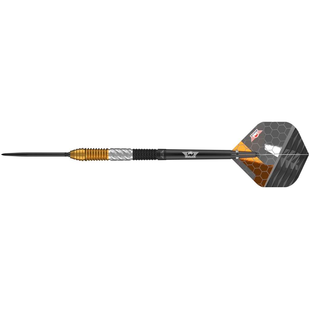 Detailaufnahme des präzisen Barrel Grips der Dirk van Duijvenbode 95 Darts
