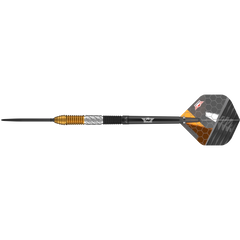 Detailaufnahme des präzisen Barrel Grips der Dirk van Duijvenbode 95 Darts