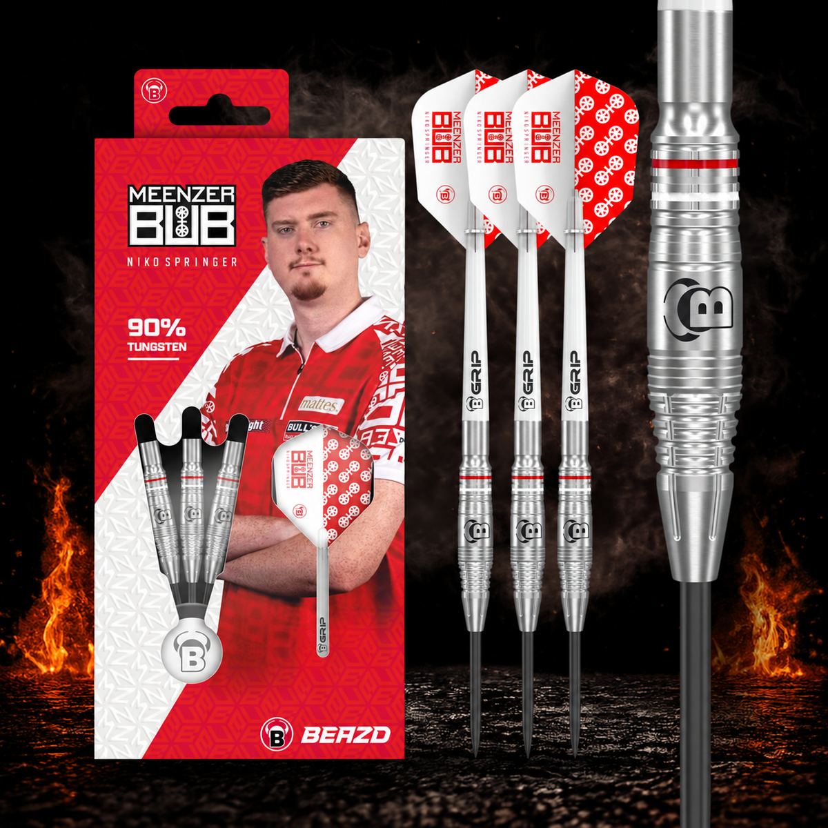 BEAZD Niko Springer Steeldart 90% - Profi Dartpfeile – BEAZD Verpackung und Dartdetails