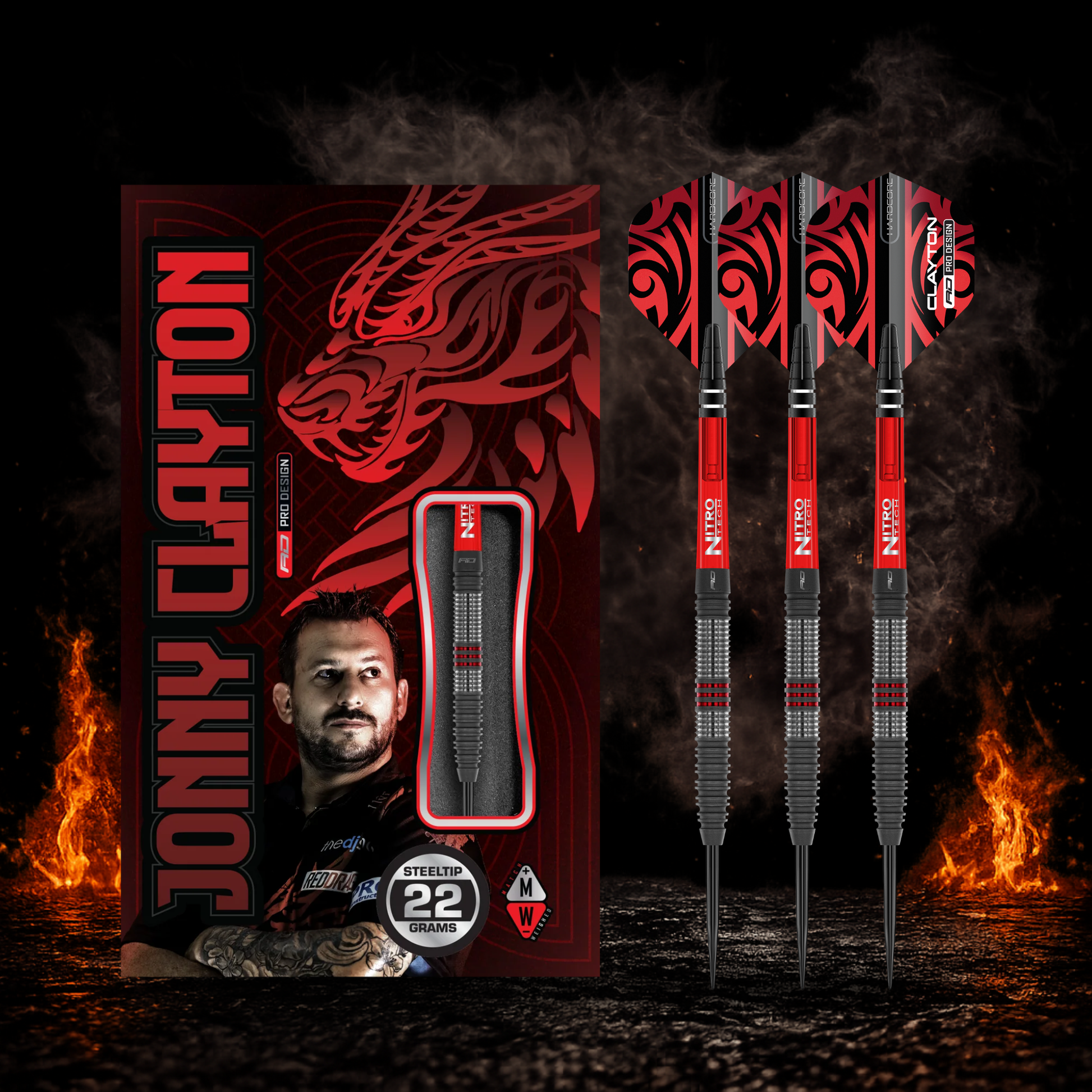 Red Dragon Jonny Clayton Hiraeth Steeldart 90 Prozent Tungsten in Profiqualität