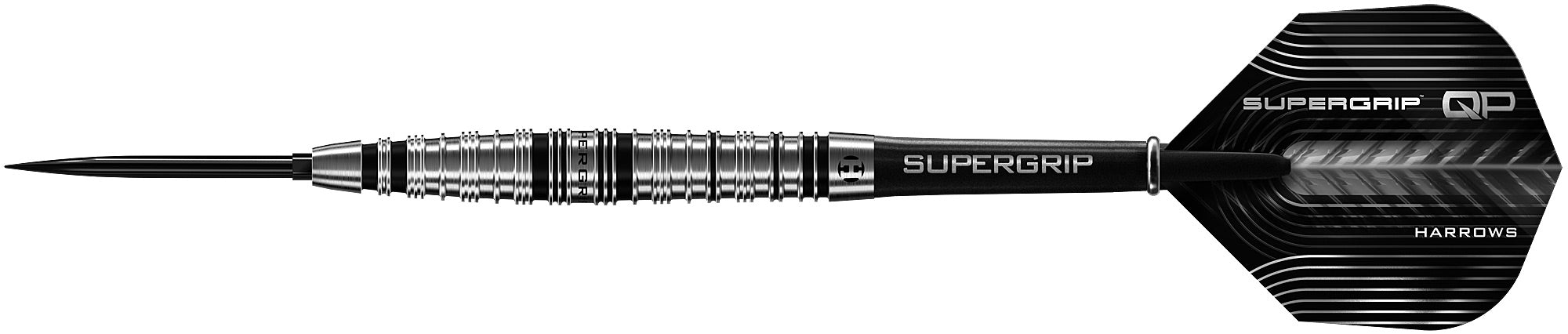Detailaufnahme des präzisen Barrel Grips der Harrows Supergrip QP Torpedo Darts
