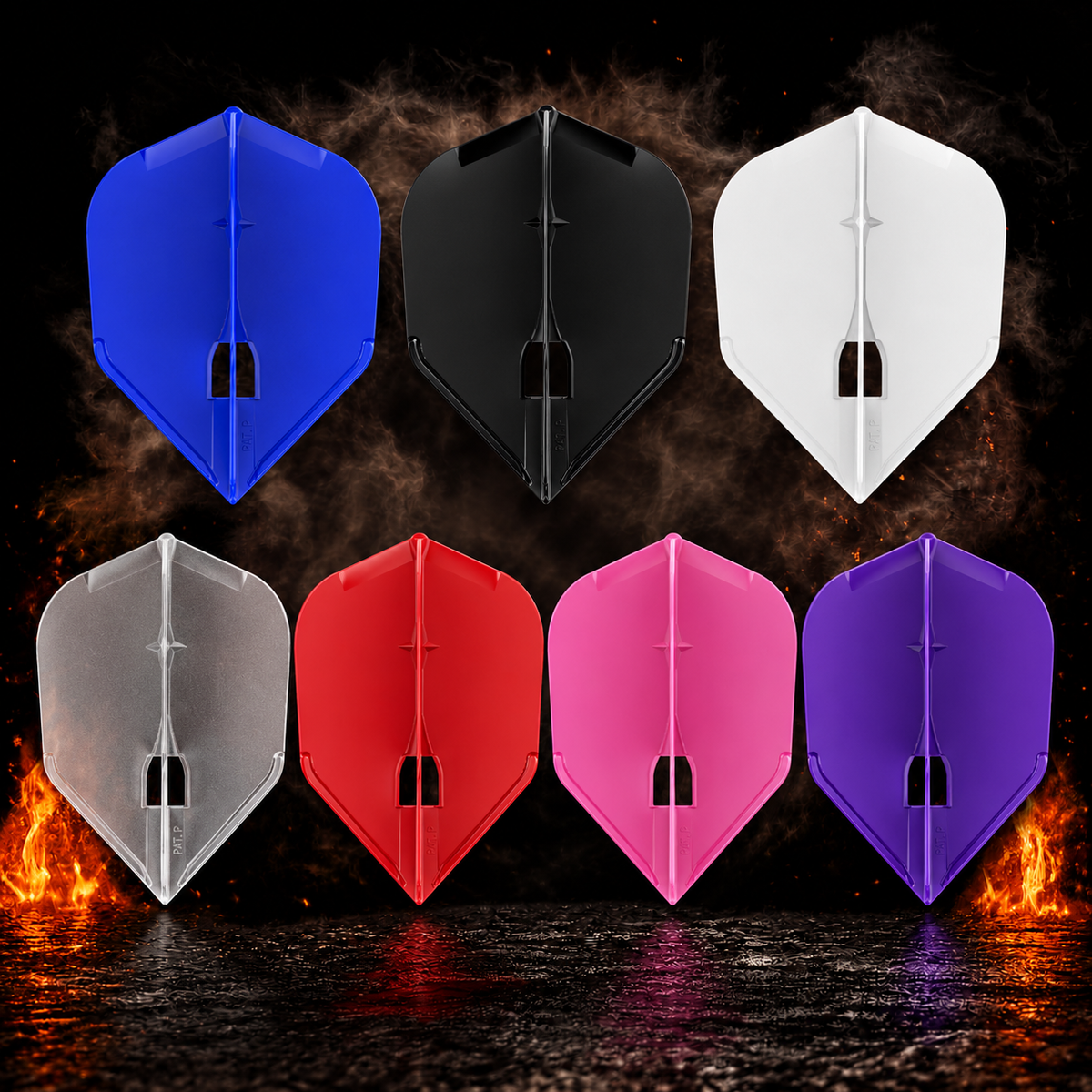 L-Style Champagne Pro L3 Small Standard Flight – alle angebotenen Farben vor dunklem Rauchhintergrund