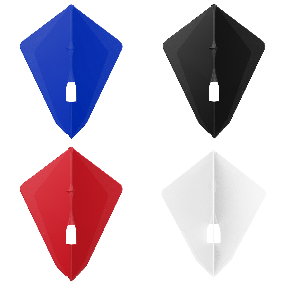 L-Style Champagne Pro L7 Astra Flight – Farbübersicht der Astra-Flights in Blau, Schwarz, Rot und Weiß