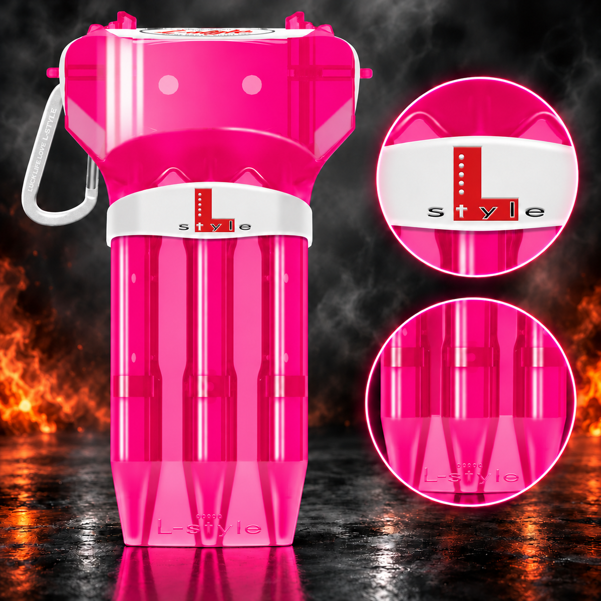 L-Style Krystal One Dart Case – Produktansicht und vergrößerte Originaldetails