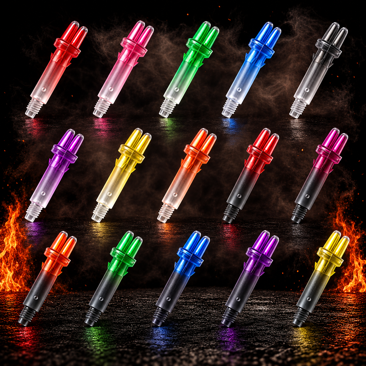 L-Style L-Shaft N9 Locked Straight – alle angebotenen Farben vor dunklem Rauchhintergrund