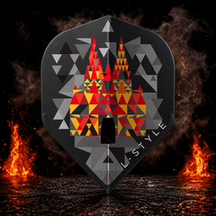 L-Style L1 Pro Florian Hempel Signature Schwarz vor dunklem Rauchhintergrund mit dezenten orangefarbenen Flammen