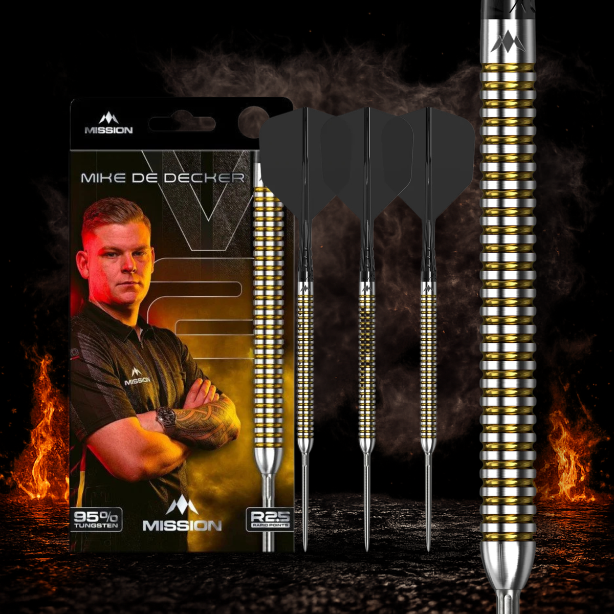 Mission Mike De Decker R2.5 Steeldart 95 Prozent Tungsten Profi Dartpfeile