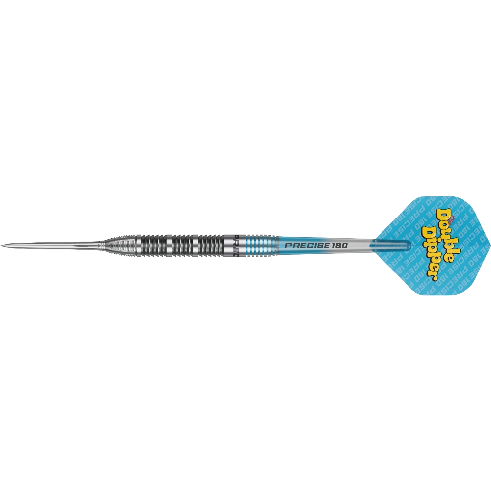 Frontansicht des Precise180 Double Dipper V1 Steeldarts 90 Prozent Tungsten