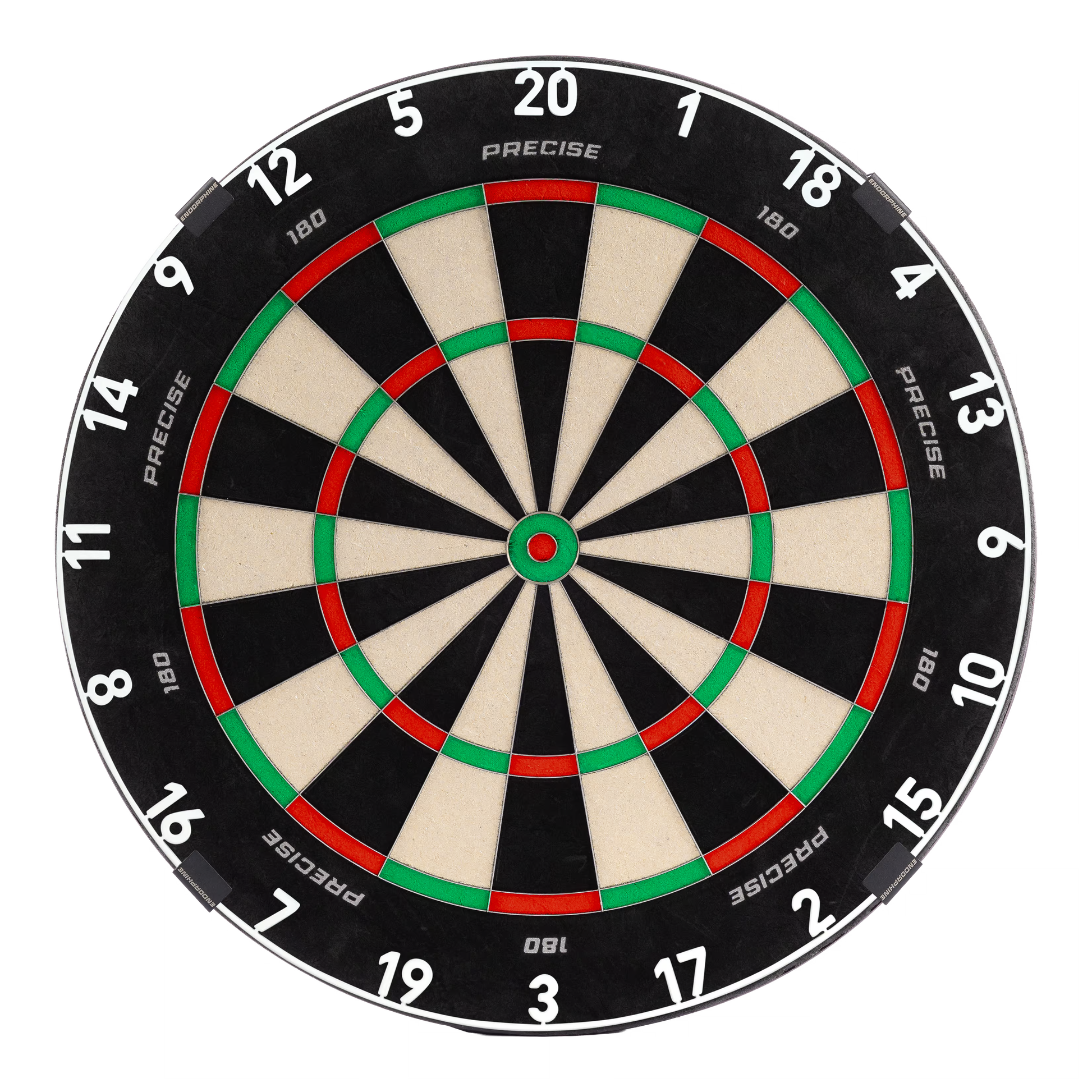 Frontansicht des Precise180 Endorphine Dartboards mit hochwertigem Sisal