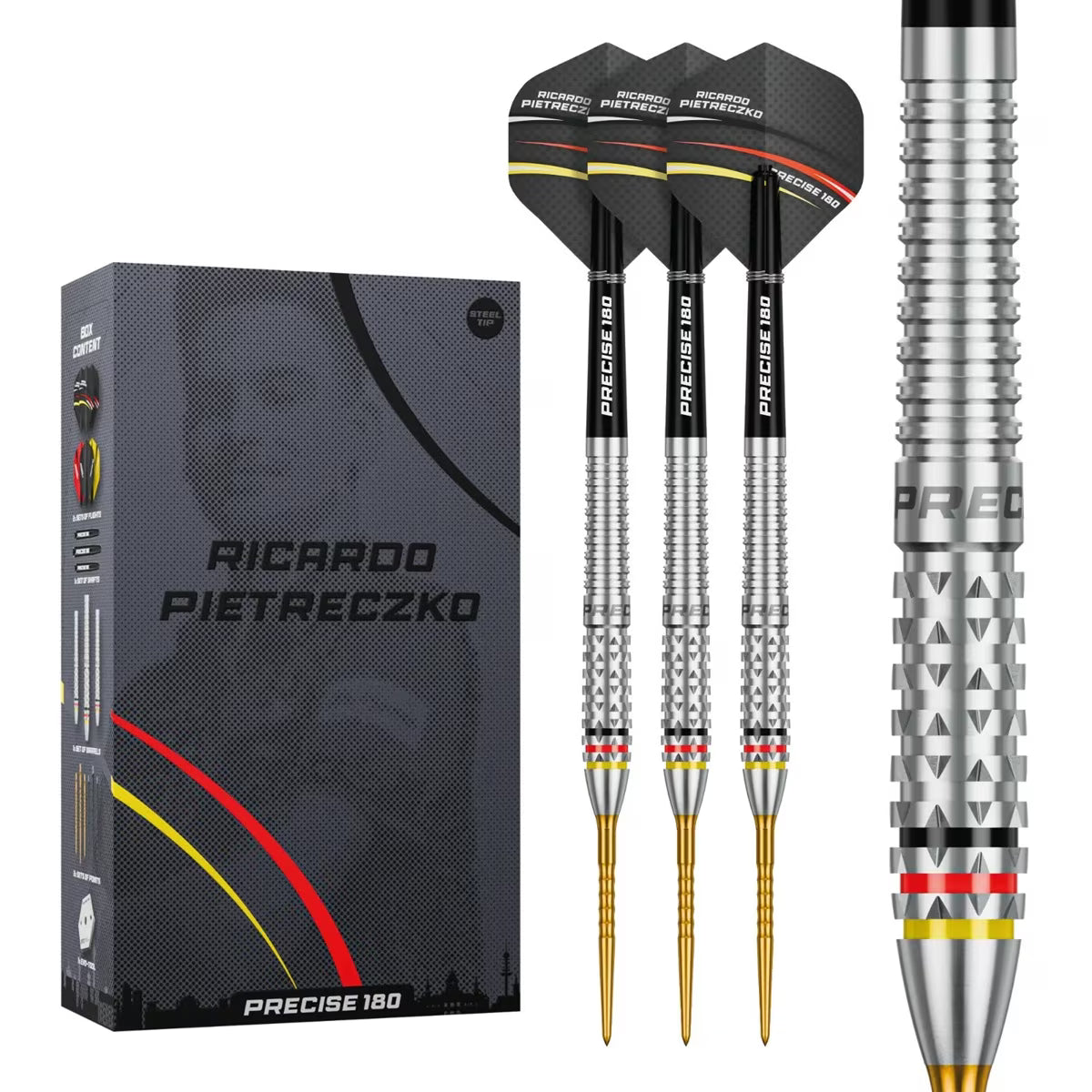 Hochwertige Precise180 Ricardo Pietreczko Profi Steeldarts für Liga und Turnier