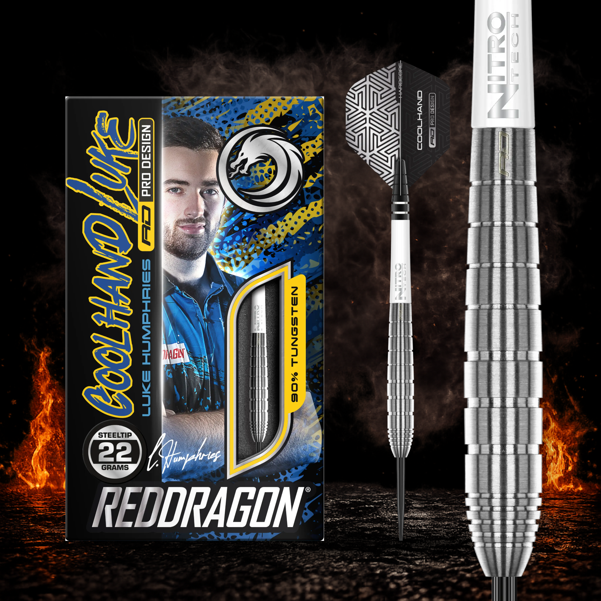 Red Dragon Luke Humphries Coolhand Luke TX1 Steeldart 90 Prozent Tungsten in Profiqualität