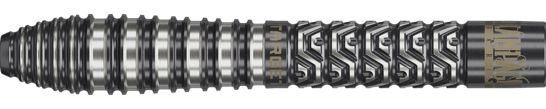 Detailaufnahme des Target Charlie Manby G1 Steeldart Barrels mit präzisem Grip