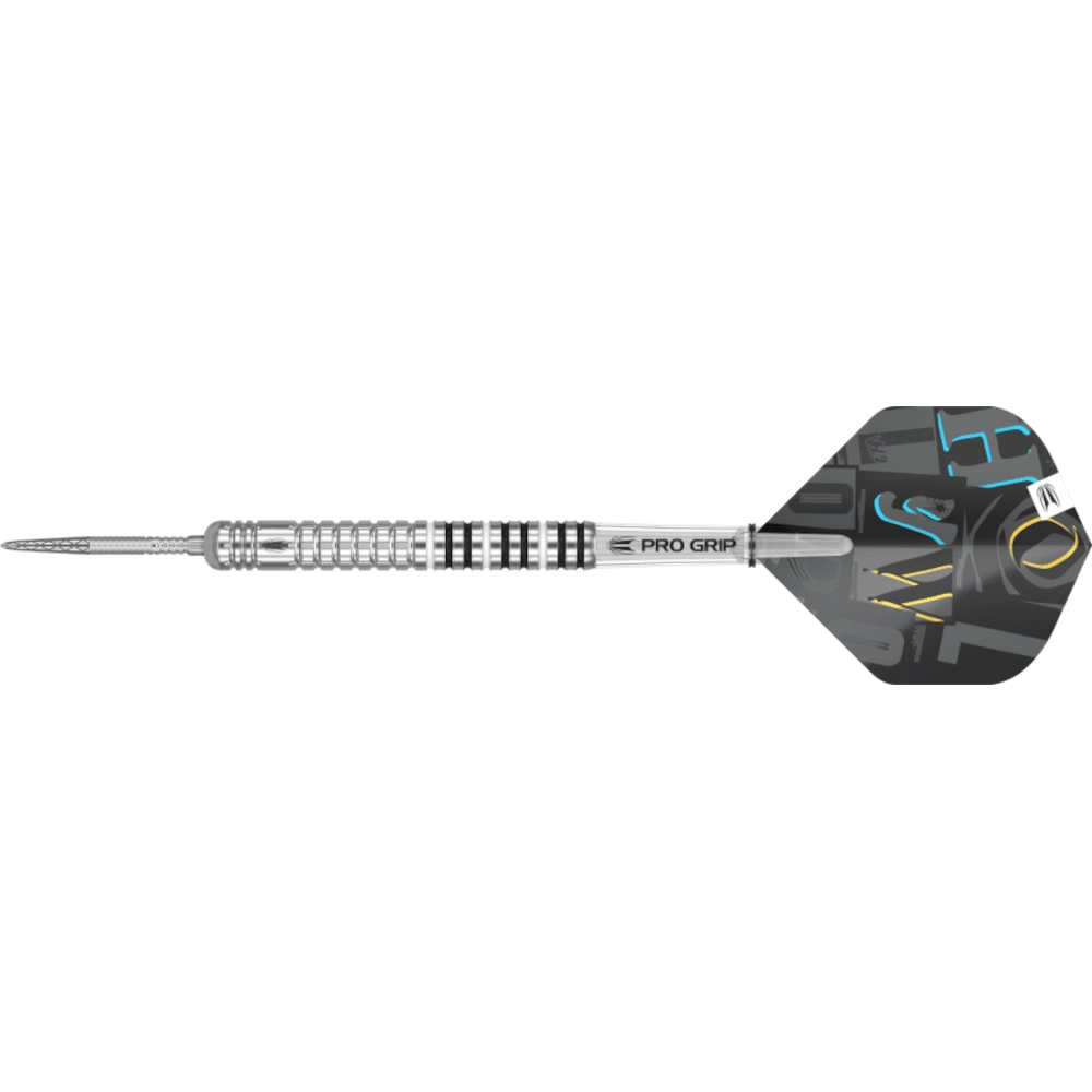 Frontansicht der Target Chris Dobey G1 Swiss Point Steeldarts mit modernem Grip Design