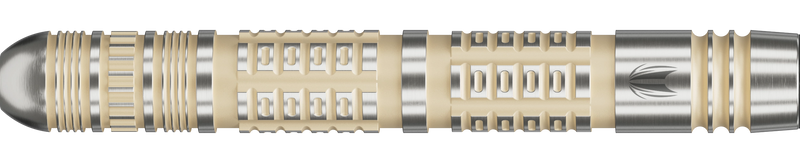 Detailaufnahme des präzisen Barrel Grips der Dimitri van den Bergh 95K Darts