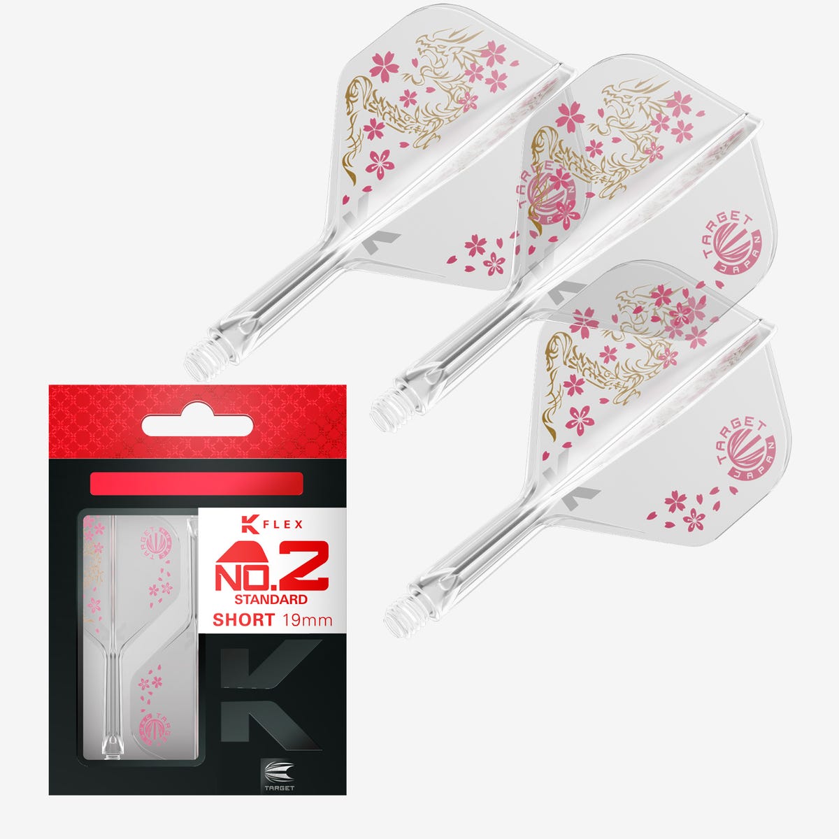 Target Japan K-Flex Junya Koikawa Smash No.2 – transparentes Flight Shaft System mit Drachenmotiv und rosa Blüten