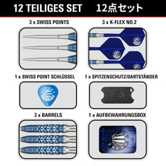 Target Japan Toru Suzuki Sereno G3 Swiss Point – Lieferumfang mit Barrels, Swiss-Point-Spitzen, K-Flex-Systemen, Schlüssel, Spitzenschutz und Aufbewahrungsdose