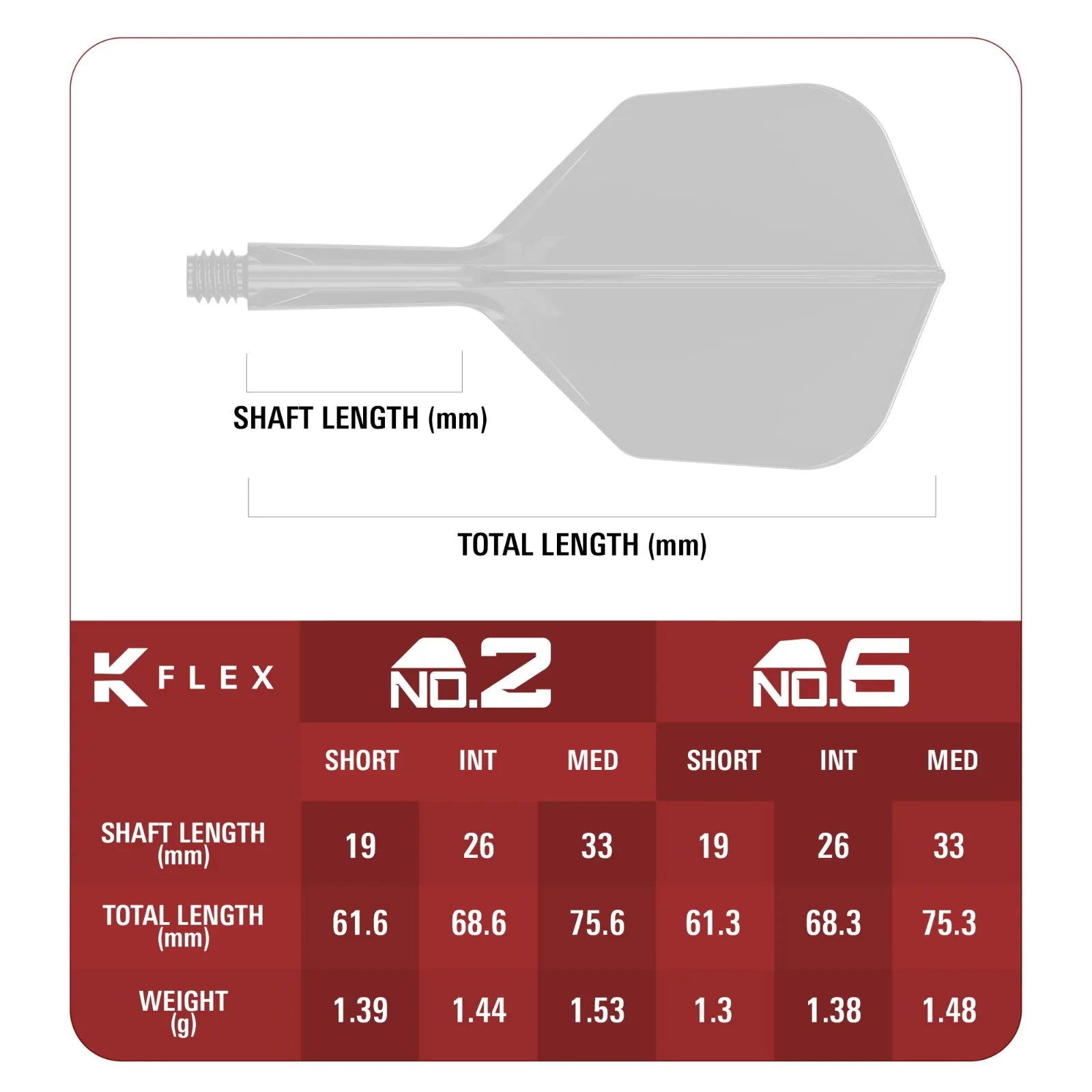 Einteiliges Target Japan Zenith K-Flex No.6 Flight Shaft System