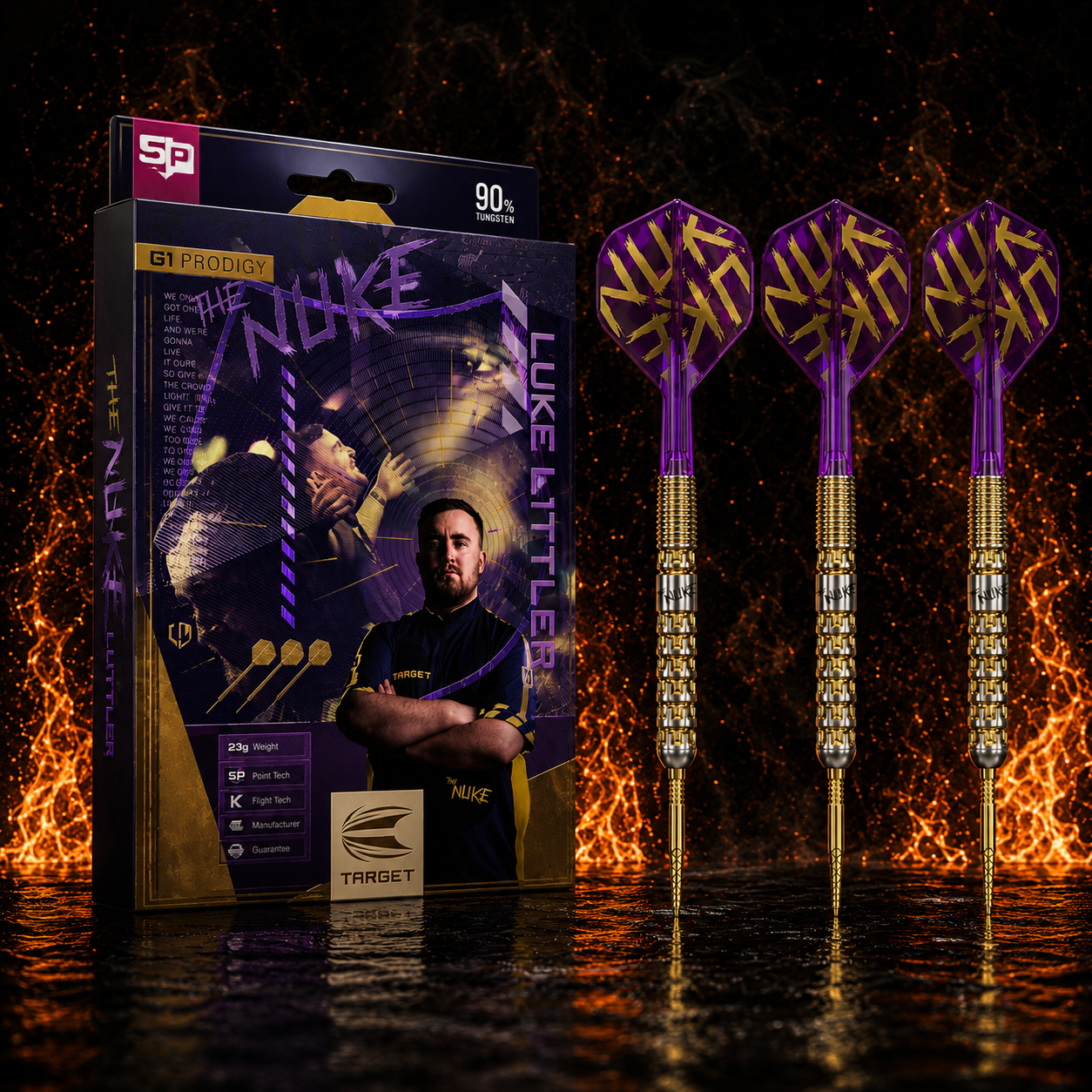 Hochwertige Target Luke Littler G1 Prodigy Profi Steeldarts für Liga und Turnier