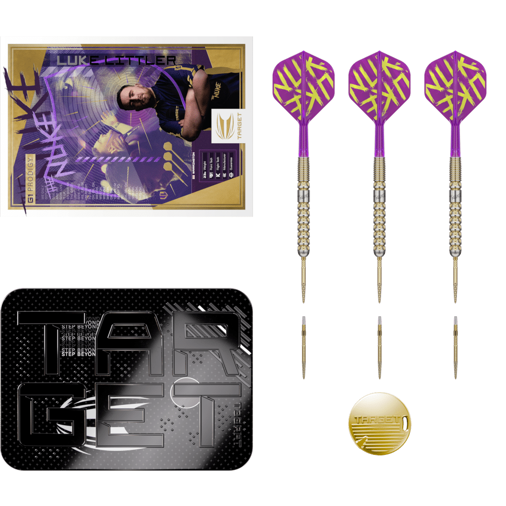 Target Luke Littler G1 Prodigy Darts mit wechselbarem Swiss Point Spitzen System