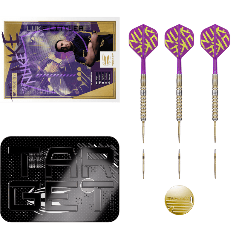 Target Luke Littler G1 Prodigy Darts mit wechselbarem Swiss Point Spitzen System