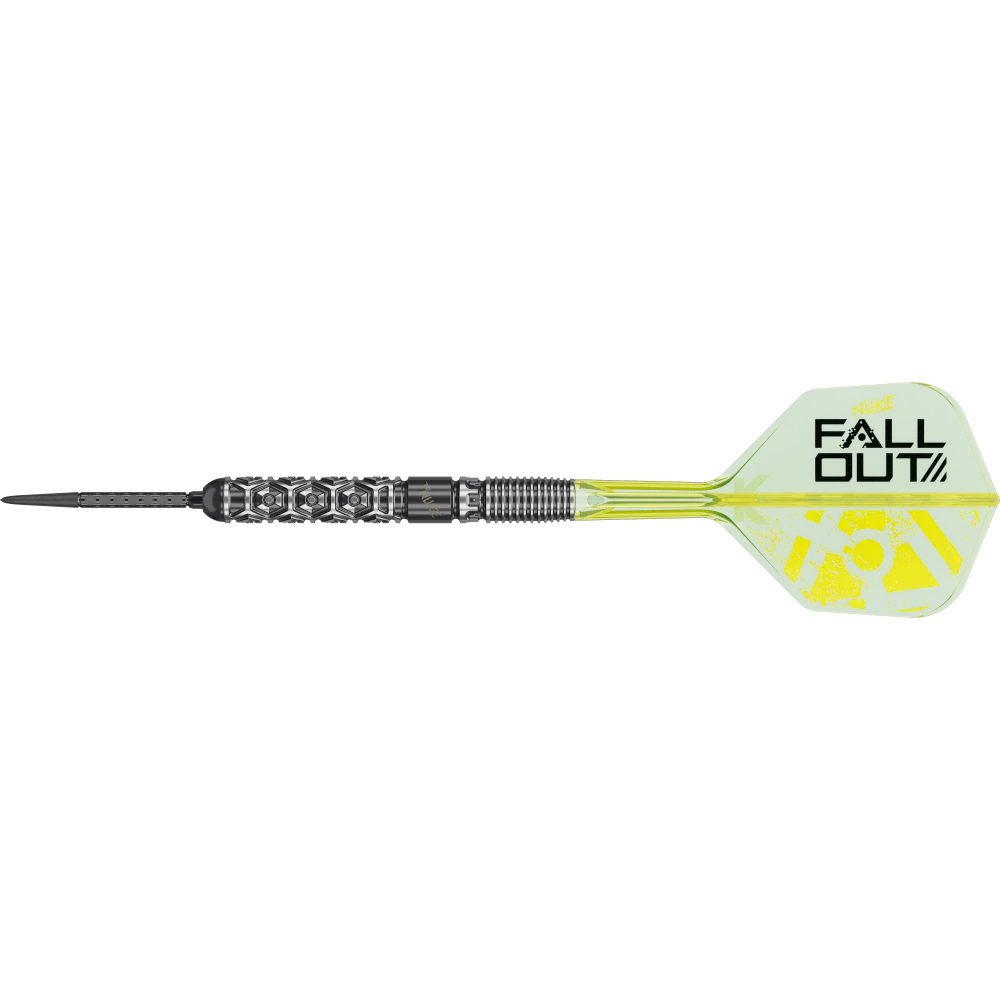 Frontansicht der Target Luke Littler Nuke Fallout SP Steeldarts 90 Prozent Tungsten