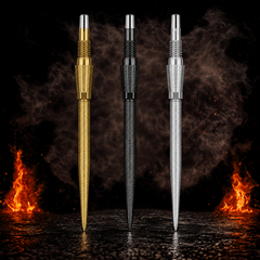 Target Nano Storm Swiss Point vor dunklem Rauchhintergrund mit dezenten orangefarbenen Flammen