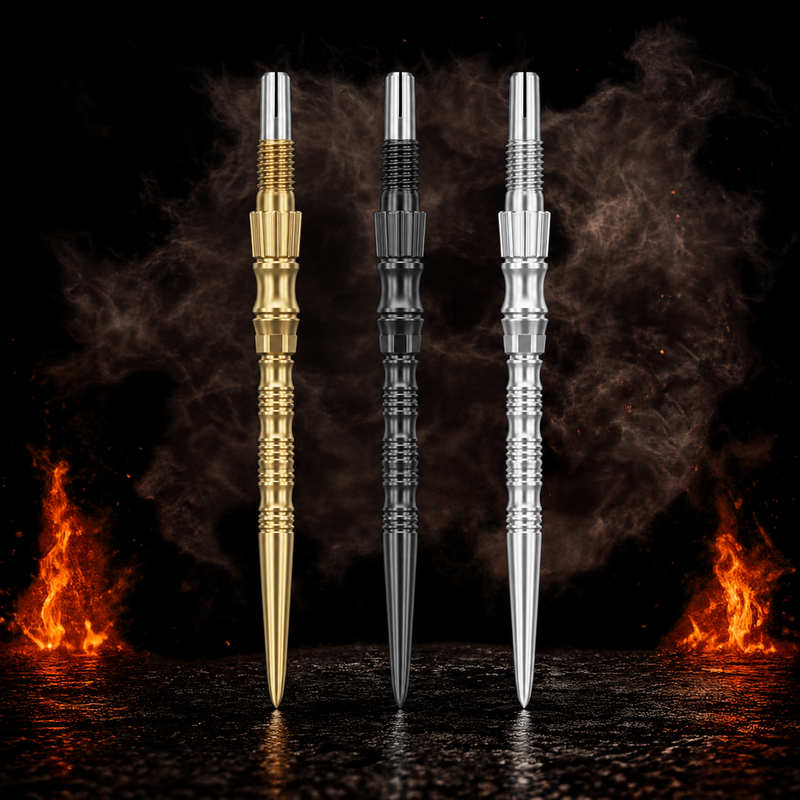 Target Signature TRB Swiss Point Spitzen vor dunklem Rauchhintergrund mit dezenten orangefarbenen Flammen