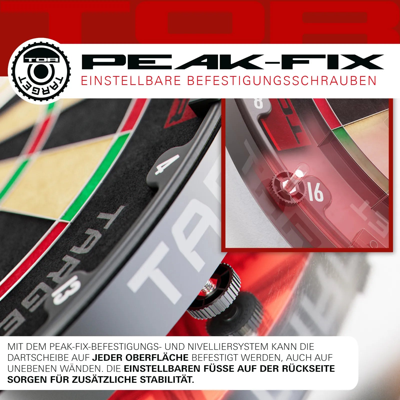 Detailaufnahme des Target TOR Dartboards mit modernem Wire System