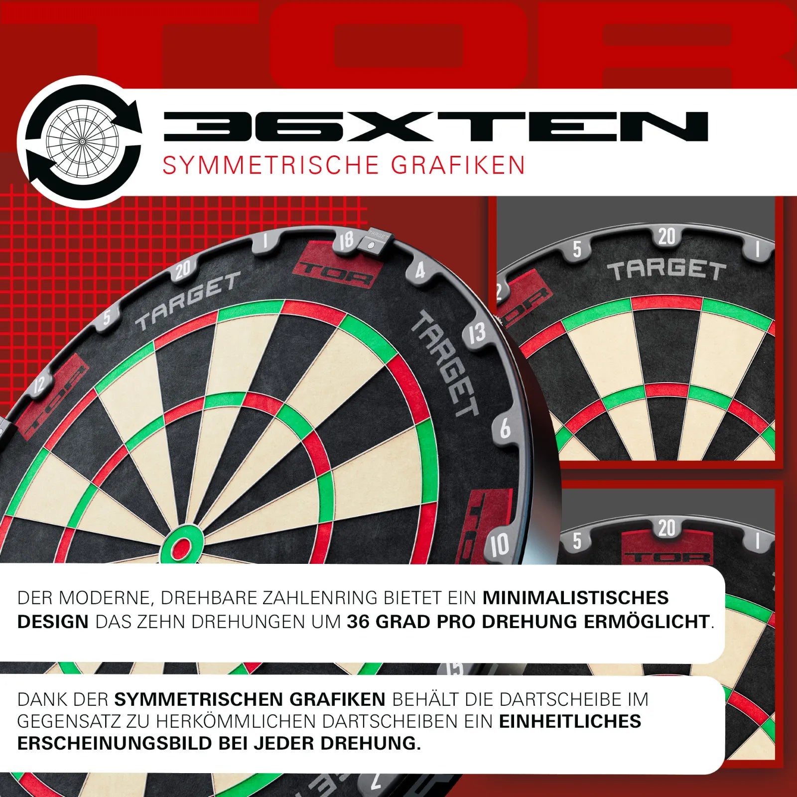 Target TOR Dartboard mit drehbarem Zahlenring für längere Haltbarkeit