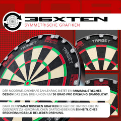 Target TOR Dartboard mit drehbarem Zahlenring für längere Haltbarkeit