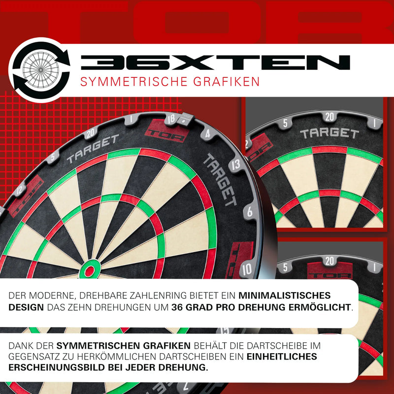 Target TOR Dartboard mit drehbarem Zahlenring für längere Haltbarkeit