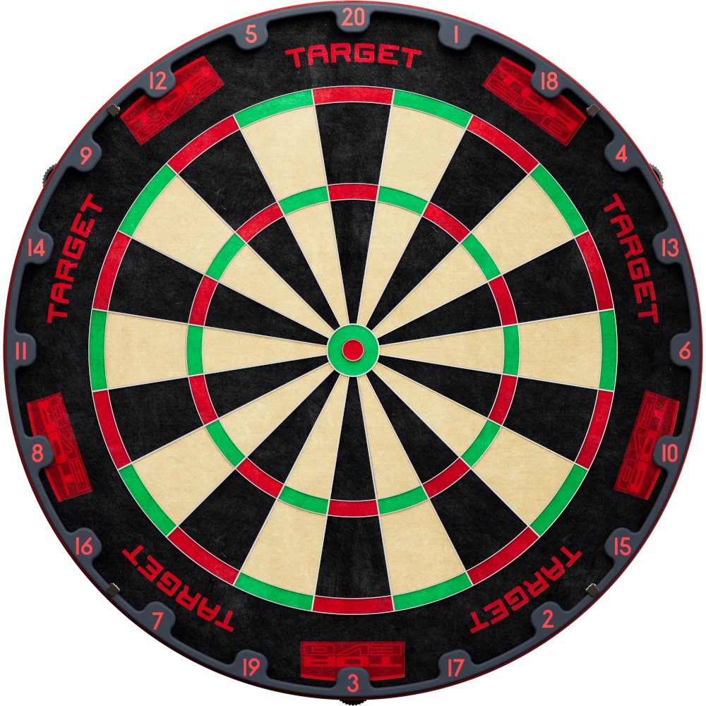 Target TOR EVO Dartboard – Sisal-Dartscheibe – Frontansicht mit rotem Zahlenring