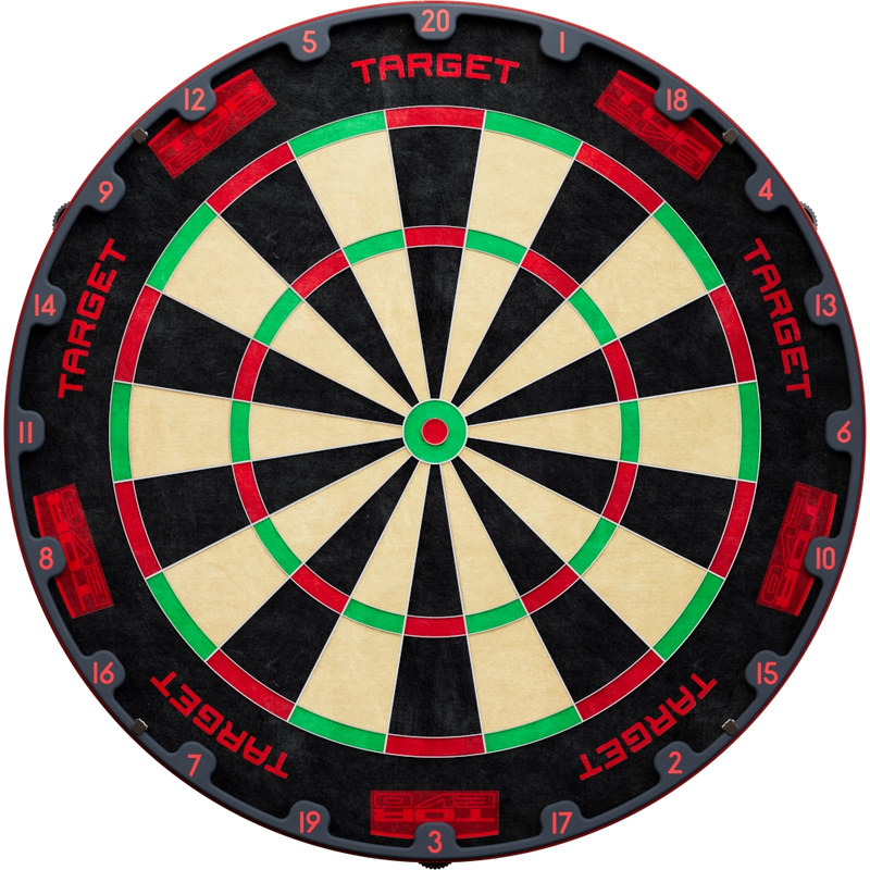Target TOR EVO Dartboard – Sisal-Dartscheibe – Frontansicht mit rotem Zahlenring