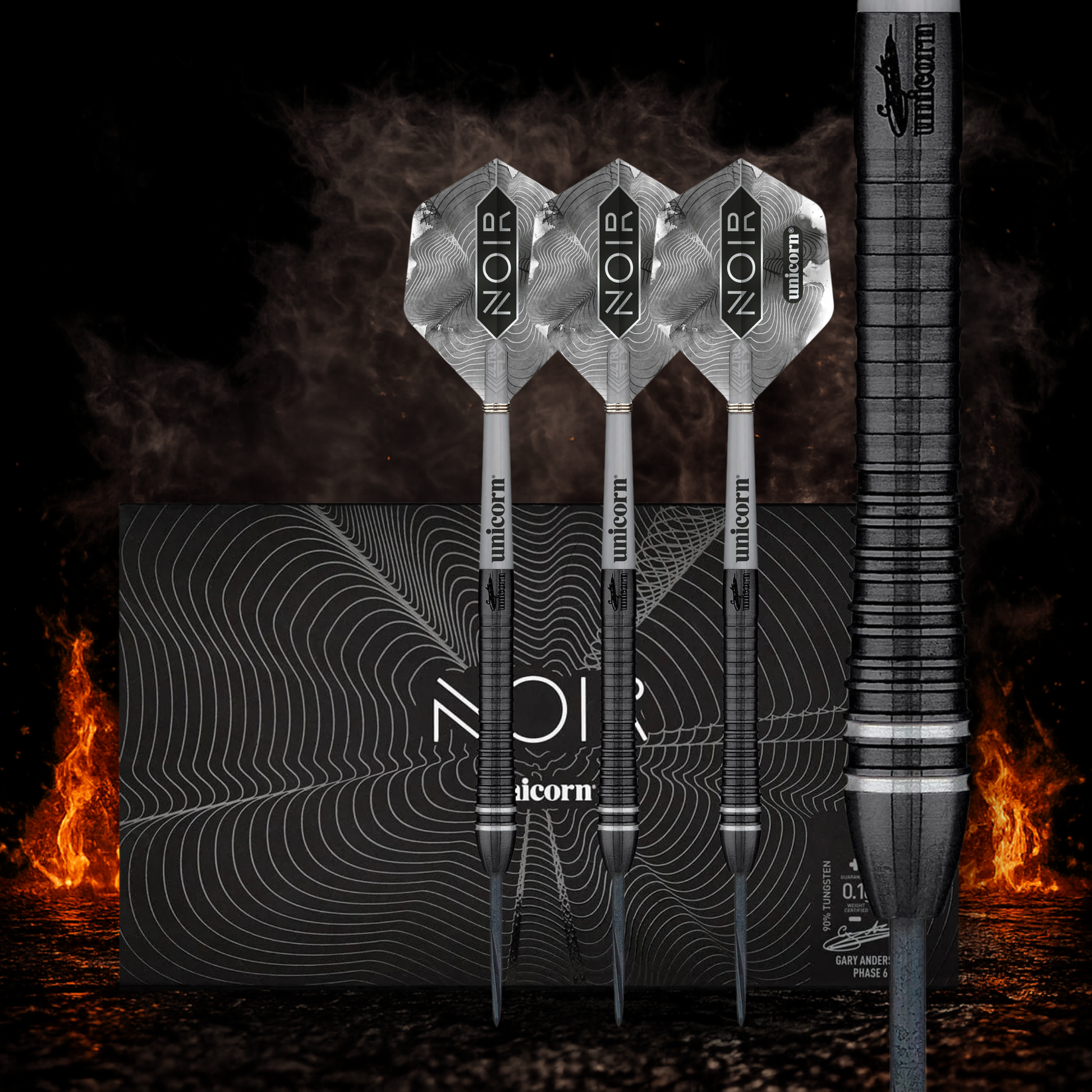 Unicorn Gary Anderson Noir Phase 6 Steeldart 90 Prozent Tungsten in Profiqualität