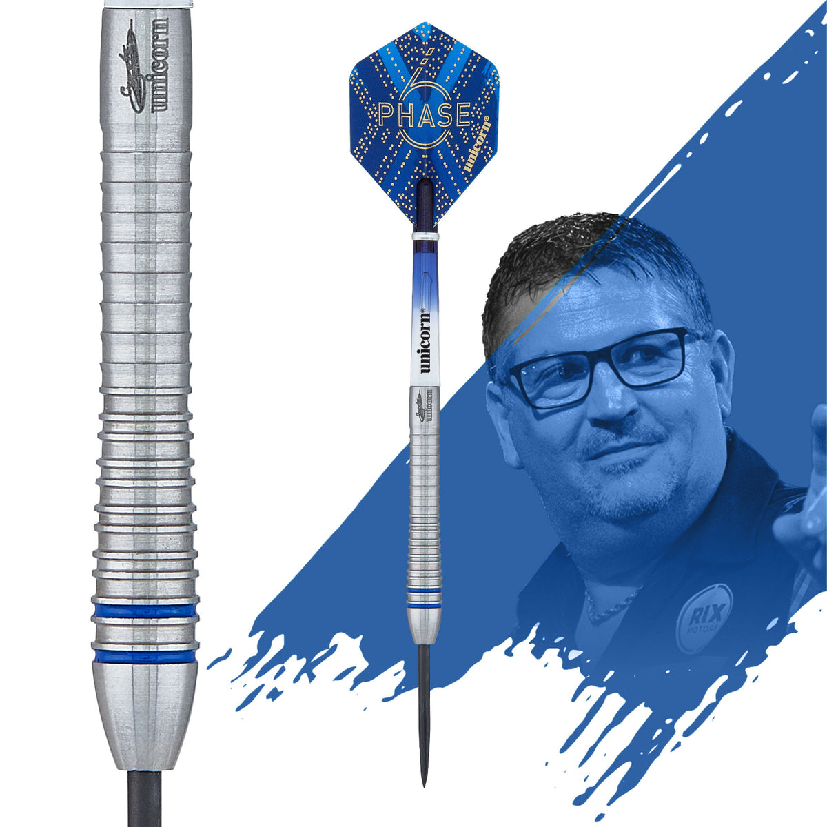Detailaufnahme des präzisen Barrel Grips der Gary Anderson Phase 6 Darts