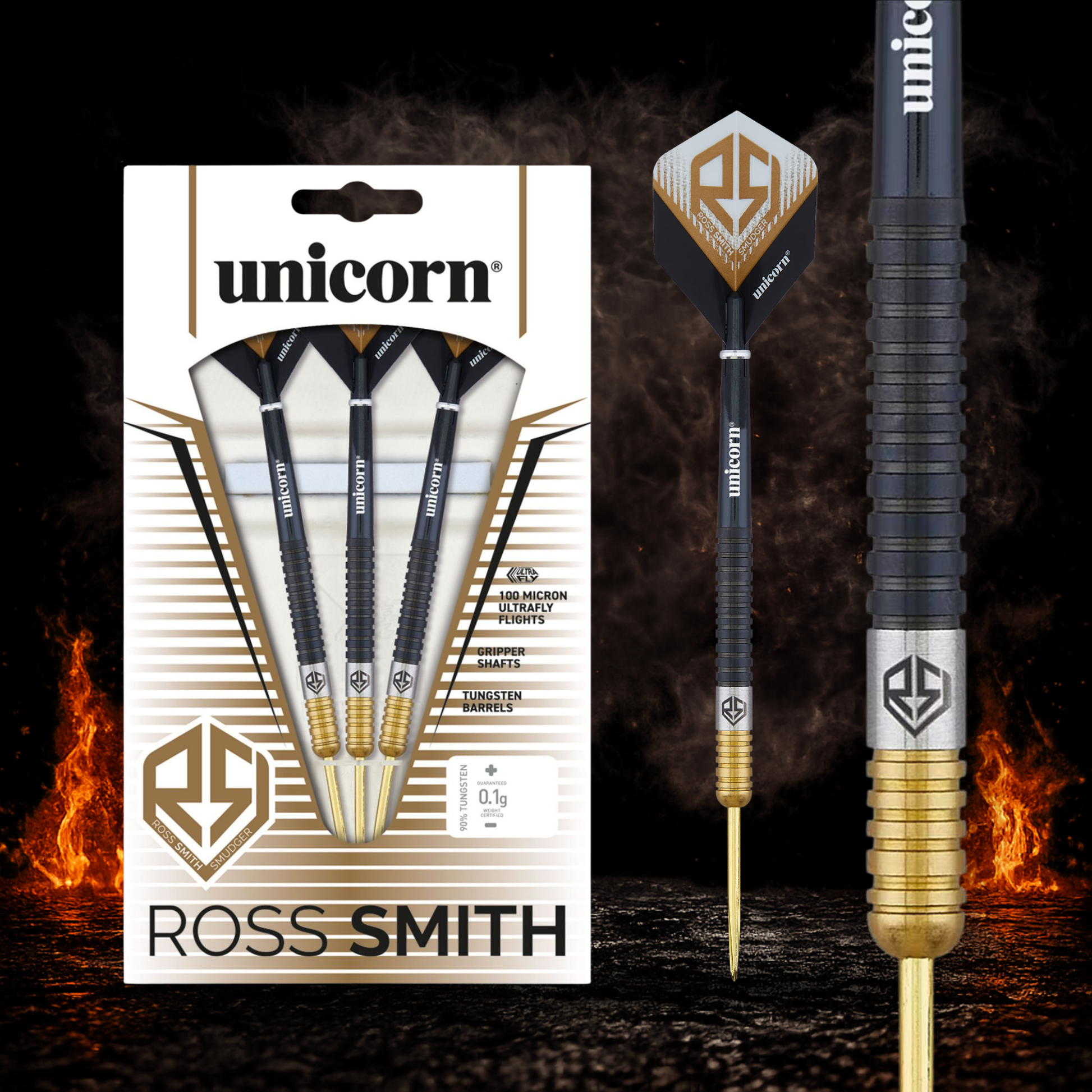 Unicorn Ross Smith Two-Tone Steeldart 90 Prozent Tungsten in Profiqualität