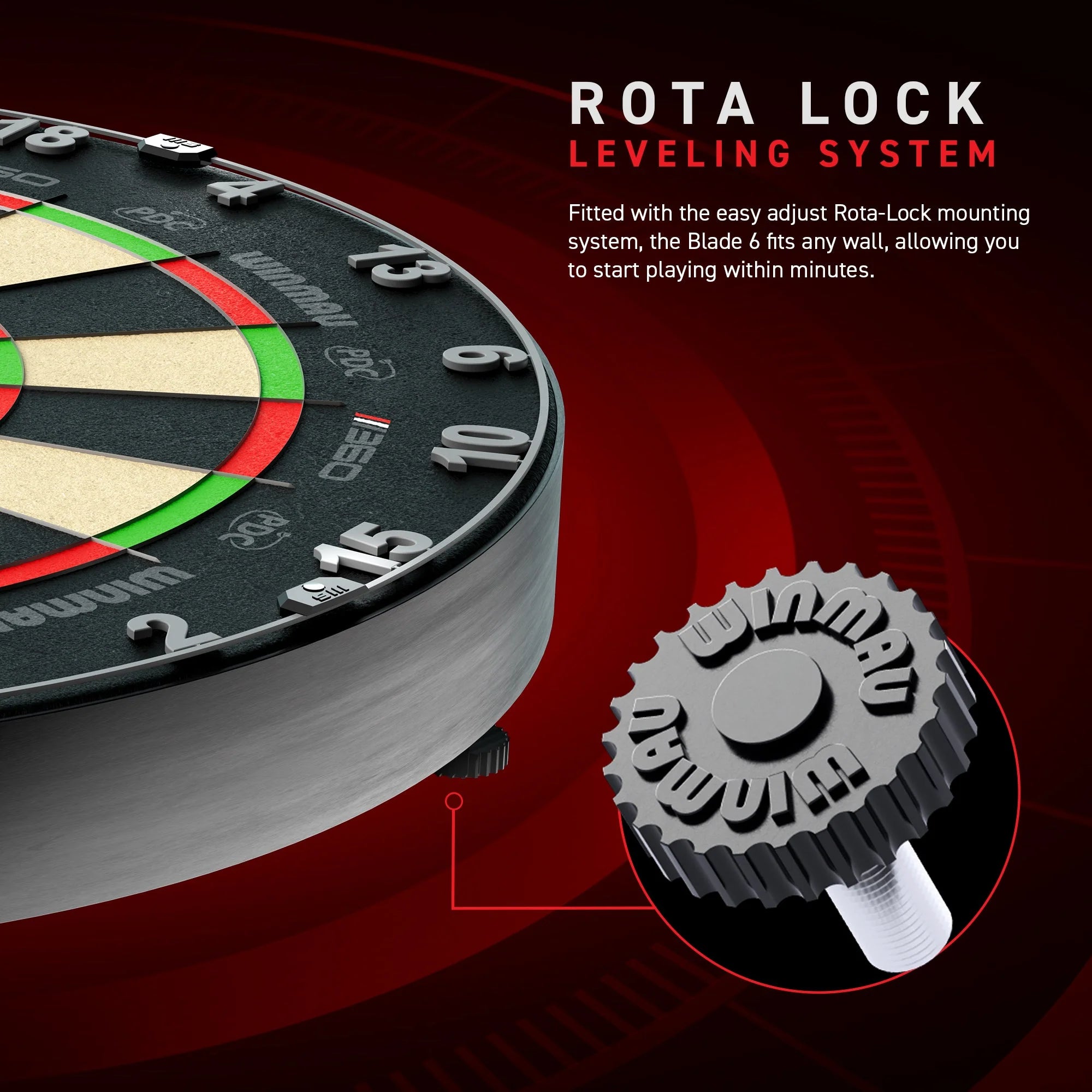 Winmau Blade 360 Triple Core Dartboard mit Rota-Lock Montagesystem