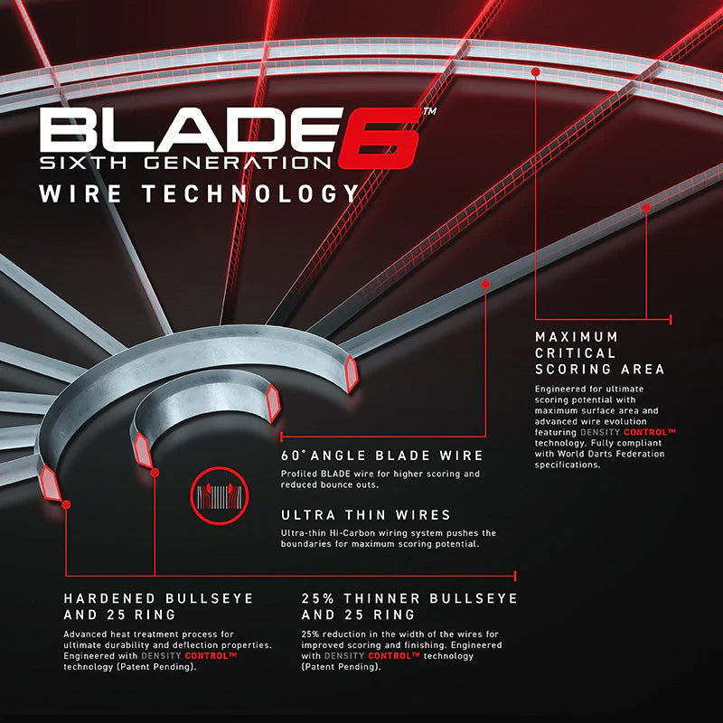 Winmau Blade 6 mit modernem dünnen Wire System zur Reduzierung von Bounce Outs