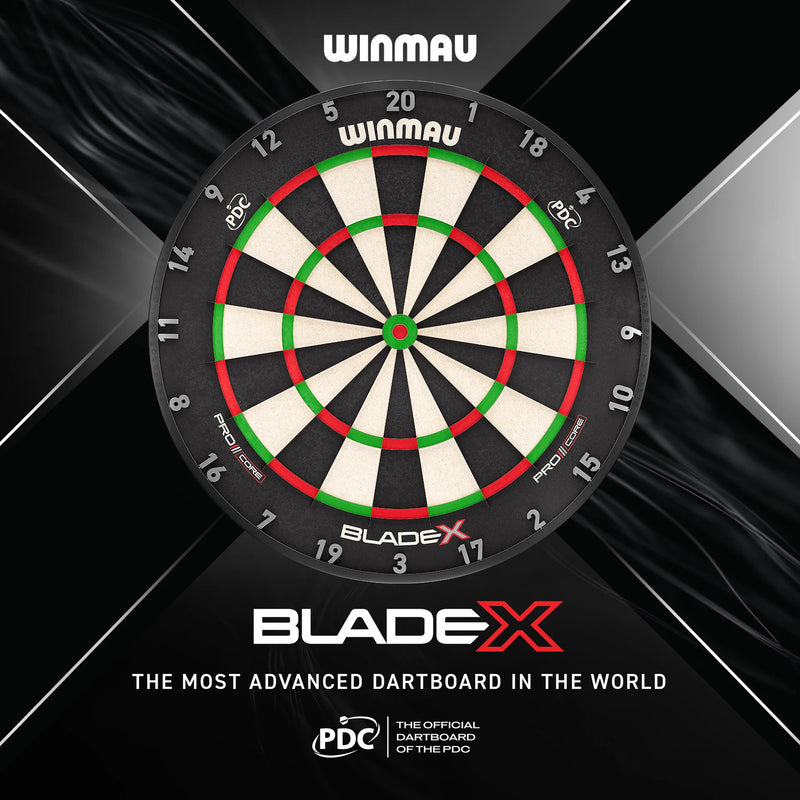 Frontansicht der Winmau Blade X Dartscheibe mit klarer Segmentierung