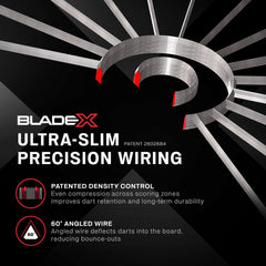 Dünnes Spider-Drahtsystem der Winmau Blade X für weniger Bounce-Outs